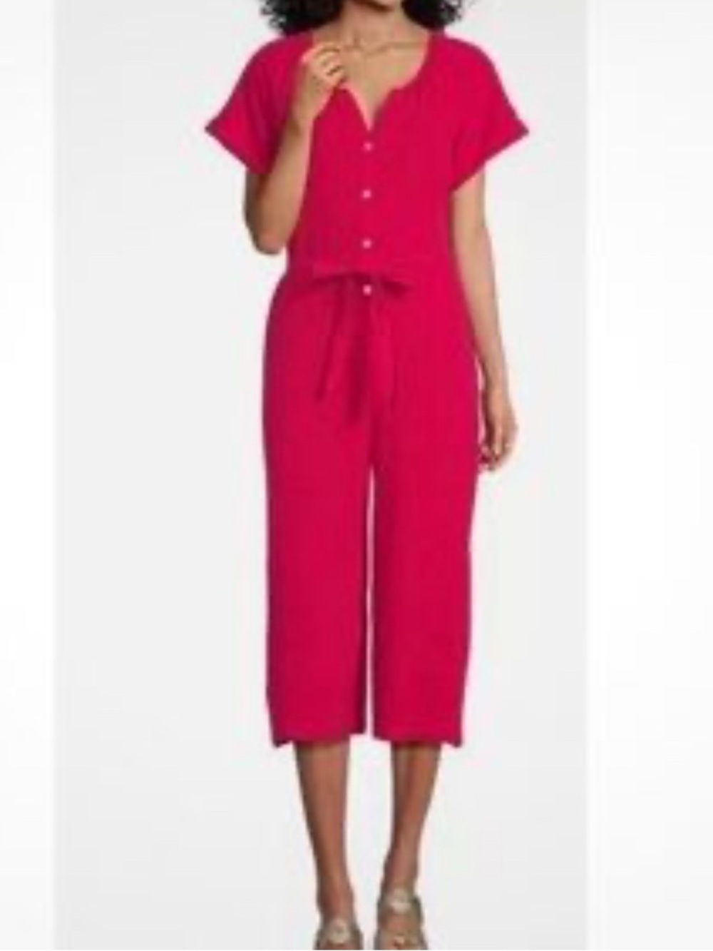 Tommy Bahama Coral Isle Bright Pink Cotton Gauze Jumpsuit Romper NWT MSRP $168